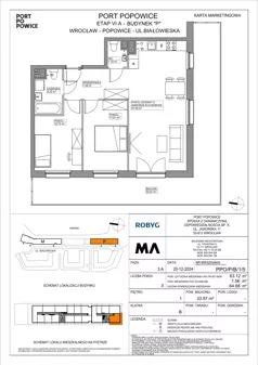 3 pokoje, mieszkanie 63,12 m², piętro 1, oferta nr PPO/P/B/1/5, Port Popowice IVa, Wrocław, Pilczyce-Kozanów-Popowice Północne, Popowice, ul. Białowieska