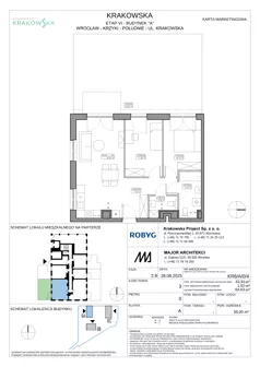 3 pokoje, mieszkanie 62,77 m², piętro 2, oferta nr KR6/A/2/5, Apartamenty Krakowska 6, Wrocław, Przedmieście Oławskie, Krzyki, ul. Krakowska