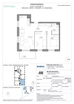 3 pokoje, mieszkanie 57,56 m², piętro 1, oferta nr KR6/A/1/3, Apartamenty Krakowska 6, Wrocław, Przedmieście Oławskie, Krzyki, ul. Krakowska