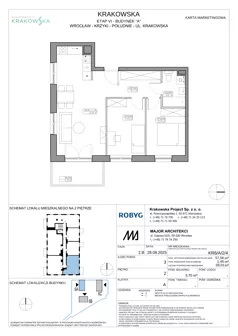 3 pokoje, mieszkanie 57,56 m², piętro 2, oferta nr KR6/A/2/4, Apartamenty Krakowska 6, Wrocław, Przedmieście Oławskie, Krzyki, ul. Krakowska