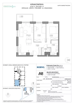 3 pokoje, mieszkanie 62,77 m², piętro 2, oferta nr KR6/A/2/5, Apartamenty Krakowska 6, Wrocław, Przedmieście Oławskie, Krzyki, ul. Krakowska