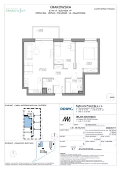 3 pokoje, mieszkanie 65,67 m², piętro 7, oferta nr KR6/A/7/7, Apartamenty Krakowska 6, Wrocław, Przedmieście Oławskie, Krzyki, ul. Krakowska