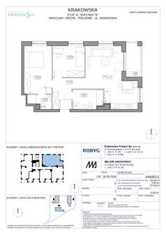 3 pokoje, mieszkanie 65,34 m², piętro 1, oferta nr KR6/B/1/1, Apartamenty Krakowska 6, Wrocław, Przedmieście Oławskie, Krzyki, ul. Krakowska