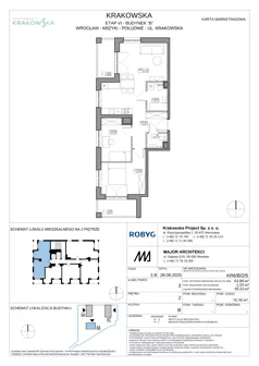 3 pokoje, mieszkanie 63,98 m², piętro 2, oferta nr KR6/B/2/5, Apartamenty Krakowska 6, Wrocław, Przedmieście Oławskie, Krzyki, ul. Krakowska