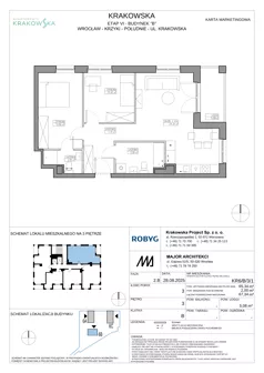 3 pokoje, mieszkanie 65,34 m², piętro 3, oferta nr KR6/B/3/1, Apartamenty Krakowska 6, Wrocław, Przedmieście Oławskie, Krzyki, ul. Krakowska