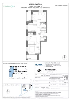3 pokoje, mieszkanie 63,98 m², piętro 3, oferta nr KR6/B/3/5, Apartamenty Krakowska 6, Wrocław, Przedmieście Oławskie, Krzyki, ul. Krakowska