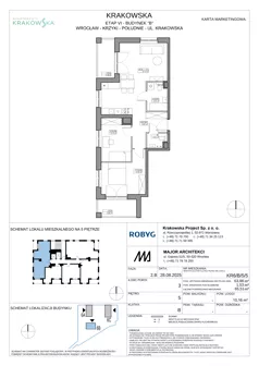3 pokoje, mieszkanie 63,98 m², piętro 5, oferta nr KR6/B/5/5, Apartamenty Krakowska 6, Wrocław, Przedmieście Oławskie, Krzyki, ul. Krakowska