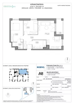 3 pokoje, mieszkanie 65,48 m², piętro 6, oferta nr KR6/B/6/1, Apartamenty Krakowska 6, Wrocław, Przedmieście Oławskie, Krzyki, ul. Krakowska