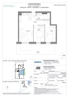 3 pokoje, mieszkanie 57,56 m², piętro 2, oferta nr KR6/A/2/4, Apartamenty Krakowska 6, Wrocław, Przedmieście Oławskie, Krzyki, ul. Krakowska