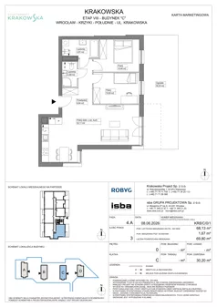 3 pokoje, mieszkanie 68,01 m², parter, oferta nr KR8/C/0/1, Apartamenty Krakowska 8, Wrocław, Przedmieście Oławskie, Krzyki, ul. Krakowska