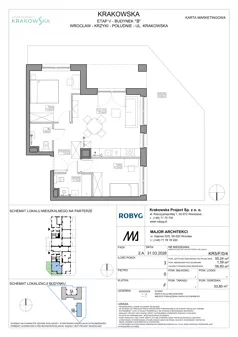 3 pokoje, mieszkanie 55,24 m², piętro 1, oferta nr KR5/F/1/4, Apartamenty Krakowska 5, Wrocław, Przedmieście Oławskie, Krzyki, ul. Krakowska