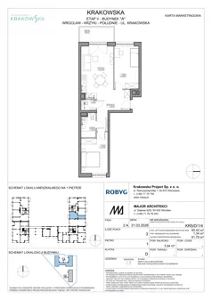 3 pokoje, mieszkanie 60,42 m², piętro 1, oferta nr KR5/D/1/4, Apartamenty Krakowska 5, Wrocław, Przedmieście Oławskie, Krzyki, ul. Krakowska