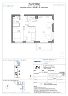 3 pokoje, mieszkanie 61,35 m², piętro 2, oferta nr KR5/E/2/3, Apartamenty Krakowska 5, Wrocław, Przedmieście Oławskie, Krzyki, ul. Krakowska