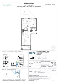 3 pokoje, mieszkanie 60,42 m², piętro 1, oferta nr KR5/D/1/4, Apartamenty Krakowska 5, Wrocław, Przedmieście Oławskie, Krzyki, ul. Krakowska