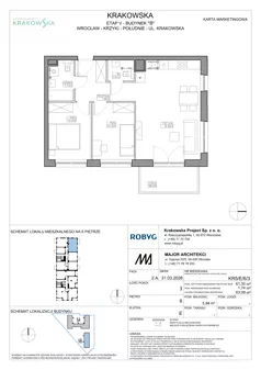 3 pokoje, mieszkanie 61,35 m², piętro 6, oferta nr KR5/E/6/3, Apartamenty Krakowska 5, Wrocław, Przedmieście Oławskie, Krzyki, ul. Krakowska
