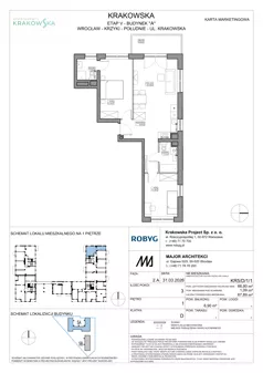 3 pokoje, mieszkanie 66,80 m², piętro 1, oferta nr KR5/D/1/1, Apartamenty Krakowska 5, Wrocław, Przedmieście Oławskie, Krzyki, ul. Krakowska
