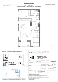 3 pokoje, mieszkanie 67,52 m², piętro 3, oferta nr KR5/B/3/2, Apartamenty Krakowska 5, Wrocław, Przedmieście Oławskie, Krzyki, ul. Krakowska