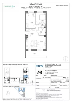3 pokoje, mieszkanie 70,95 m², piętro 7, oferta nr KR5/C/7/1, Apartamenty Krakowska 5, Wrocław, Przedmieście Oławskie, Krzyki, ul. Krakowska