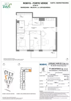 3 pokoje, mieszkanie 64,16 m², piętro 2, oferta nr FVD/2/2/10, Forte Verde, Warszawa, Włochy, Raków, ul. Łopuszańska