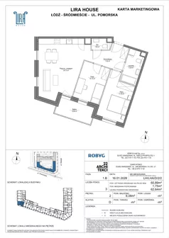 3 pokoje, mieszkanie 60,89 m², piętro 2, oferta nr LH/LHA/D/2/2, Lira House, Łódź, Śródmieście, ul. Pomorska