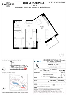 3 pokoje, mieszkanie 59,23 m², piętro 4, oferta nr OK3/B/4/2, Osiedle Kameralne 3/5, Warszawa, Bemowo, Jelonki Południowe, ul. Powstańców Śląskich / Połczyńska