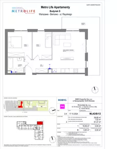 3 pokoje, mieszkanie 59,95 m², piętro 1, oferta nr MLAD/B/1/2, Metro Life Apartamenty CD, Warszawa, Bemowo, Chrzanów, ul. Rayskiego