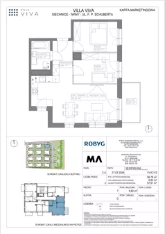 3 pokoje, mieszkanie 56,78 m², piętro 1, oferta nr VV/C/1/2, Villa Viva, Wrocław, Jagodno, Fabryczna, ul. Schuberta