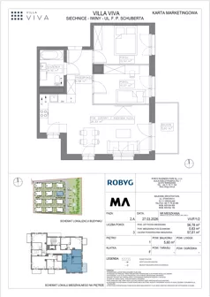 3 pokoje, mieszkanie 56,78 m², piętro 1, oferta nr VV/F/1/2, Villa Viva, Wrocław, Jagodno, Fabryczna, ul. Schuberta