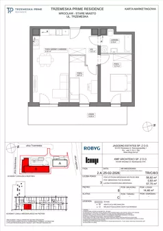 3 pokoje, mieszkanie 56,82 m², piętro 8, oferta nr TR/C/8/3, Trzemeska Prime Residence, Wrocław, Stare Miasto, ul. Trzemeska