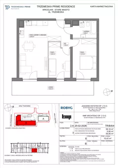 3 pokoje, mieszkanie 58,16 m², piętro 8, oferta nr TR/B/8/4, Trzemeska Prime Residence, Wrocław, Stare Miasto, ul. Trzemeska