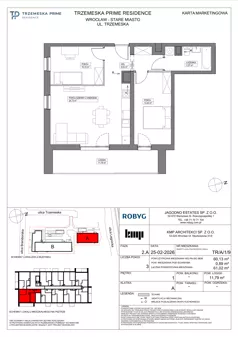 3 pokoje, mieszkanie 60,13 m², piętro 1, oferta nr TR/A/1/9, Trzemeska Prime Residence, Wrocław, Stare Miasto, ul. Trzemeska