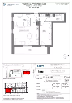 3 pokoje, mieszkanie 60,13 m², piętro 2, oferta nr TR/A/2/9, Trzemeska Prime Residence, Wrocław, Stare Miasto, ul. Trzemeska