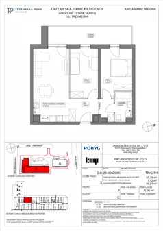 3 pokoje, mieszkanie 57,75 m², piętro 7, oferta nr TR/C/7/1, Trzemeska Prime Residence, Wrocław, Stare Miasto, ul. Trzemeska