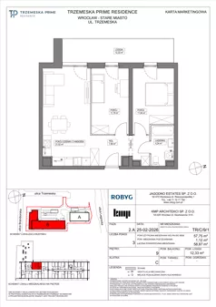 3 pokoje, mieszkanie 57,75 m², piętro 9, oferta nr TR/C/9/1, Trzemeska Prime Residence, Wrocław, Stare Miasto, ul. Trzemeska