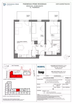 3 pokoje, mieszkanie 61,13 m², piętro 1, oferta nr TR/B/1/7, Trzemeska Prime Residence, Wrocław, Stare Miasto, ul. Trzemeska