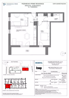 3 pokoje, mieszkanie 60,13 m², piętro 3, oferta nr TR/A/3/9, Trzemeska Prime Residence, Wrocław, Stare Miasto, ul. Trzemeska