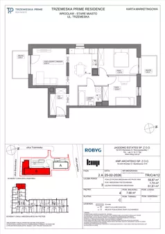 3 pokoje, mieszkanie 59,87 m², piętro 4, oferta nr TR/C/4/12, Trzemeska Prime Residence, Wrocław, Stare Miasto, ul. Trzemeska