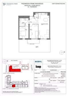 3 pokoje, mieszkanie 60,49 m², piętro 1, oferta nr TR/B/1/8, Trzemeska Prime Residence, Wrocław, Stare Miasto, ul. Trzemeska
