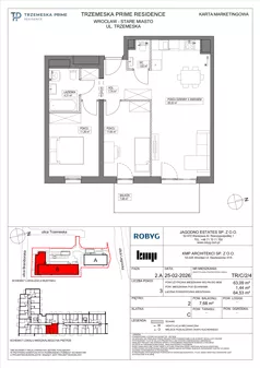 3 pokoje, mieszkanie 63,09 m², piętro 2, oferta nr TR/C/2/4, Trzemeska Prime Residence, Wrocław, Stare Miasto, ul. Trzemeska