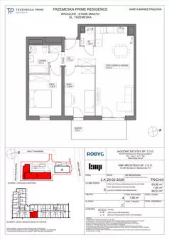 3 pokoje, mieszkanie 63,09 m², piętro 4, oferta nr TR/C/4/4, Trzemeska Prime Residence, Wrocław, Stare Miasto, ul. Trzemeska
