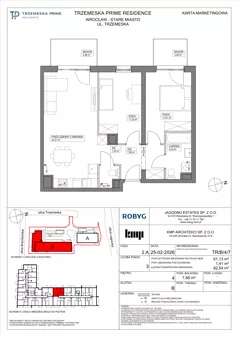 3 pokoje, mieszkanie 61,13 m², piętro 4, oferta nr TR/B/4/7, Trzemeska Prime Residence, Wrocław, Stare Miasto, ul. Trzemeska