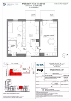 3 pokoje, mieszkanie 60,49 m², piętro 5, oferta nr TR/B/5/8, Trzemeska Prime Residence, Wrocław, Stare Miasto, ul. Trzemeska
