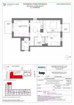 3 pokoje, mieszkanie 59,87 m², piętro 6, oferta nr TR/C/6/11, Trzemeska Prime Residence, Wrocław, Stare Miasto, ul. Trzemeska