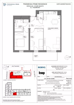 3 pokoje, mieszkanie 63,09 m², piętro 5, oferta nr TR/C/5/3, Trzemeska Prime Residence, Wrocław, Stare Miasto, ul. Trzemeska