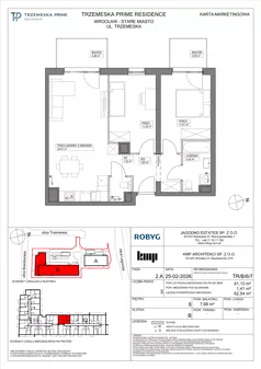 3 pokoje, mieszkanie 61,13 m², piętro 6, oferta nr TR/B/6/7, Trzemeska Prime Residence, Wrocław, Stare Miasto, ul. Trzemeska