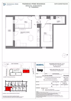 3 pokoje, mieszkanie 60,13 m², piętro 8, oferta nr TR/A/8/9, Trzemeska Prime Residence, Wrocław, Stare Miasto, ul. Trzemeska