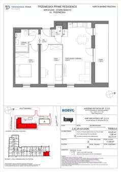 3 pokoje, mieszkanie 63,25 m², piętro 3, oferta nr TR/B/3/2, Trzemeska Prime Residence, Wrocław, Stare Miasto, ul. Trzemeska