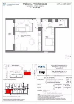 3 pokoje, mieszkanie 60,13 m², piętro 9, oferta nr TR/A/9/9, Trzemeska Prime Residence, Wrocław, Stare Miasto, ul. Trzemeska