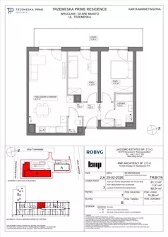 3 pokoje, mieszkanie 61,13 m², piętro 7, oferta nr TR/B/7/6, Trzemeska Prime Residence, Wrocław, Stare Miasto, ul. Trzemeska