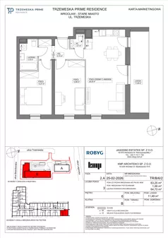 3 pokoje, mieszkanie 63,25 m², piętro 6, oferta nr TR/B/6/2, Trzemeska Prime Residence, Wrocław, Stare Miasto, ul. Trzemeska